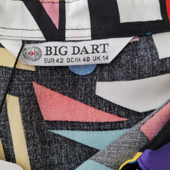 NWT Big Dart Abstract Button Front Shirt Size 12 Multi Artsy Festival Maximalist - Picture 7 of 10